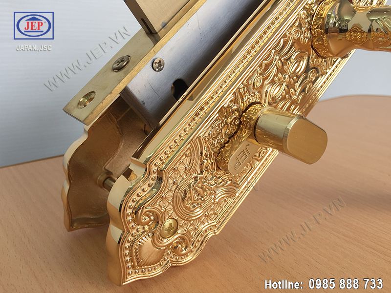 Khóa tay gạt bằng đồng mạ vàng JP-501-24K - ảnh 4 